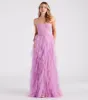 Ariana Strapless Ruffled Mesh Formal Dress sold by Windsor