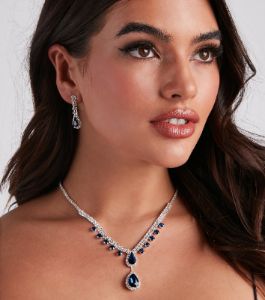 Glamorous Affair Gemstone Necklace And Earrings Set sold by Windsor