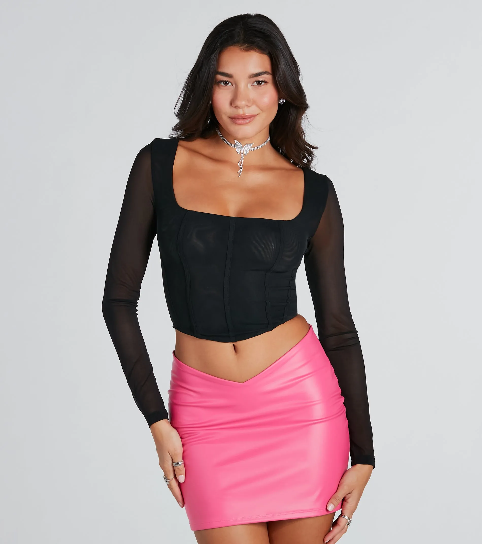 Sultry Mode Long Sleeve Corset Top sold by Windsor