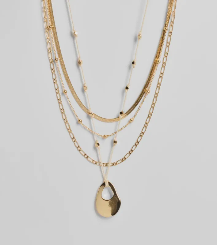 Boho Layered Beaded Chain Charm Necklace sold by Windsor
