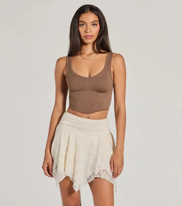 Adorable Basic Scoop Neck Seamless Crop Top sold by Windsor
