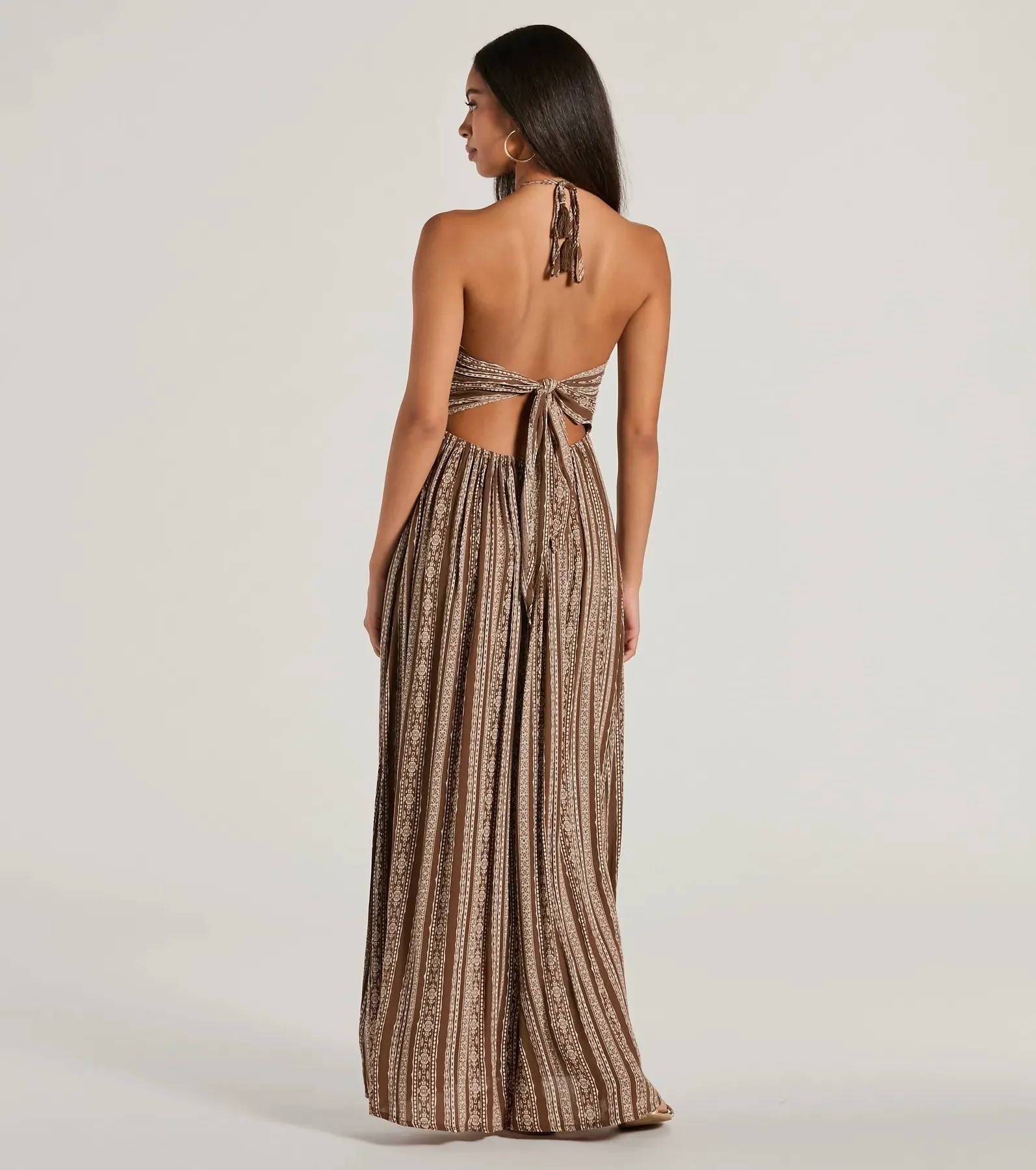 Bohemian-Chic Geometric Striped Halter Maxi Dress sold by Windsor product image thumbnail 2