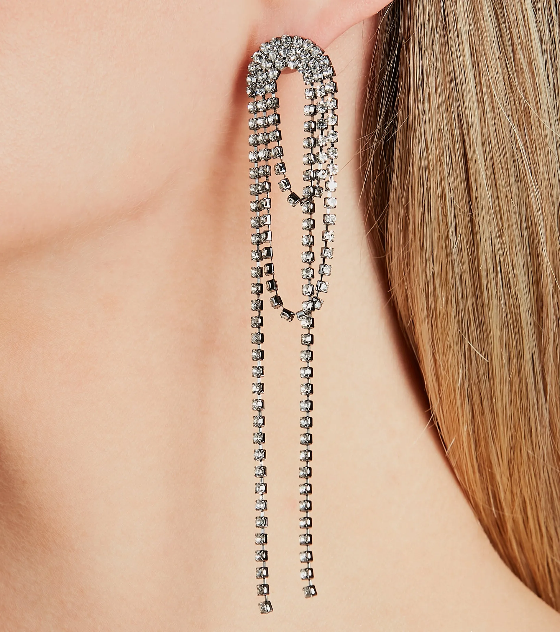 Beauty So Free Rhinestone Hematite Earrings sold by Windsor