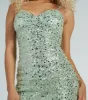 All My Beauty Sequin Beaded Lace-Up Mini Dress sold by Windsor
