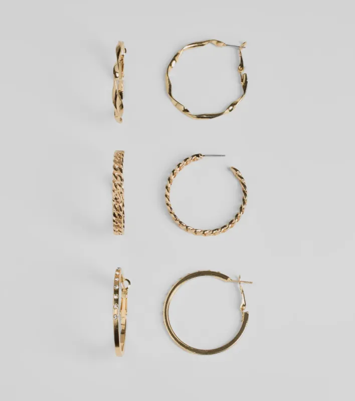 Gorgeous Three-Pack Hoop Earrings Set sold by Windsor