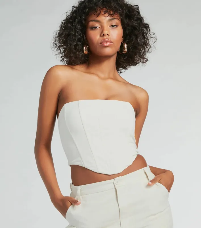 What A Girl Wants Strapless Linen Bustier sold by Windsor