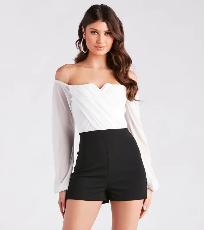 Flaunt At First Sight Off-The-Shoulder Romper sold by Windsor