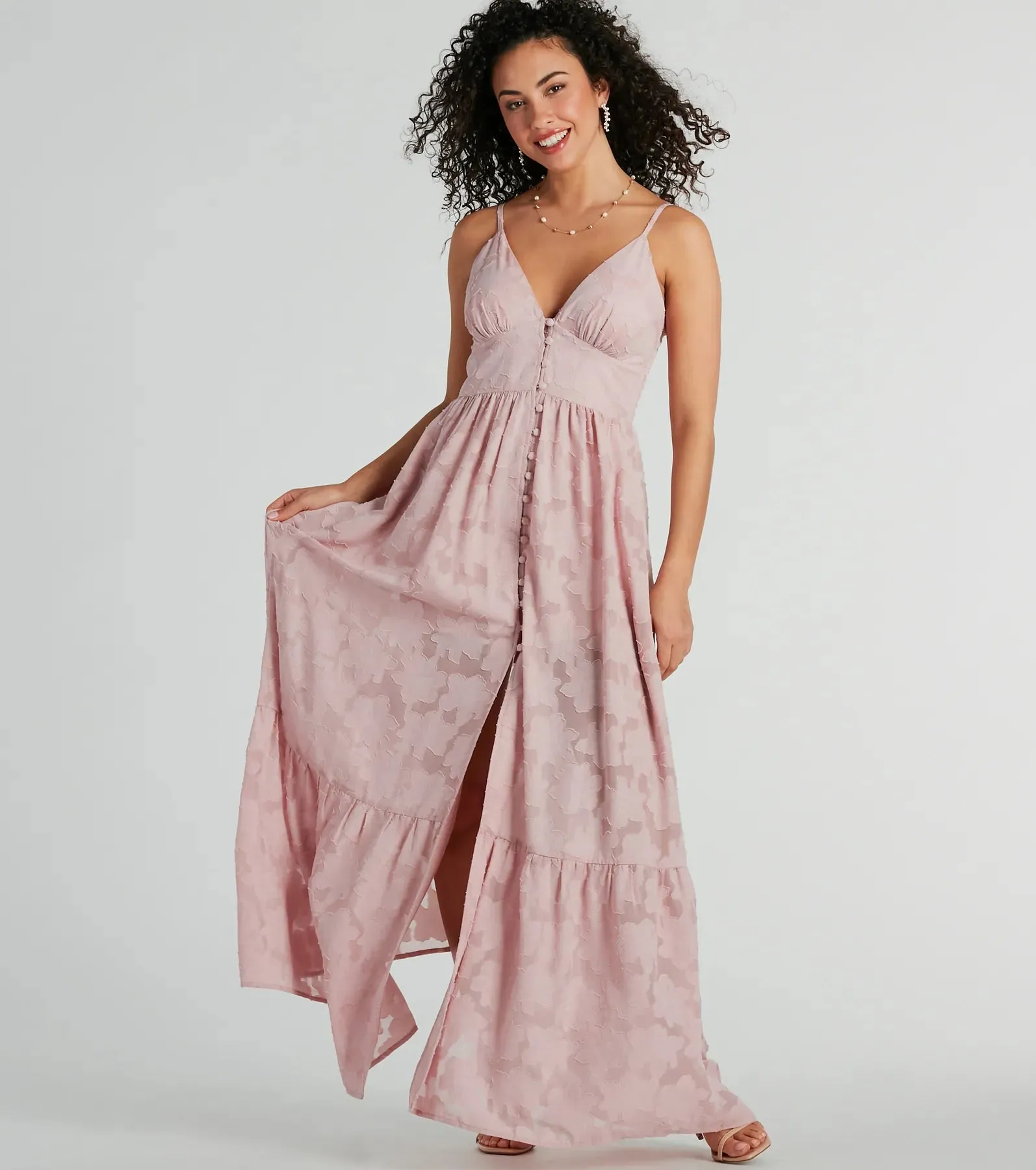 Effortless Beauty Chiffon Burnout Floral Maxi Dress sold by Windsor