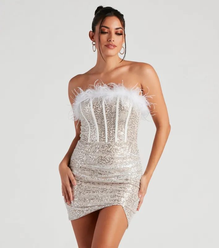Shining Impression Sequin Marabou Dress sold by Windsor