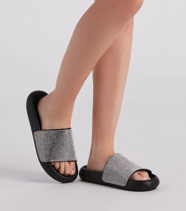 Luxe Lounge Rhinestone Strap Slides sold by Windsor