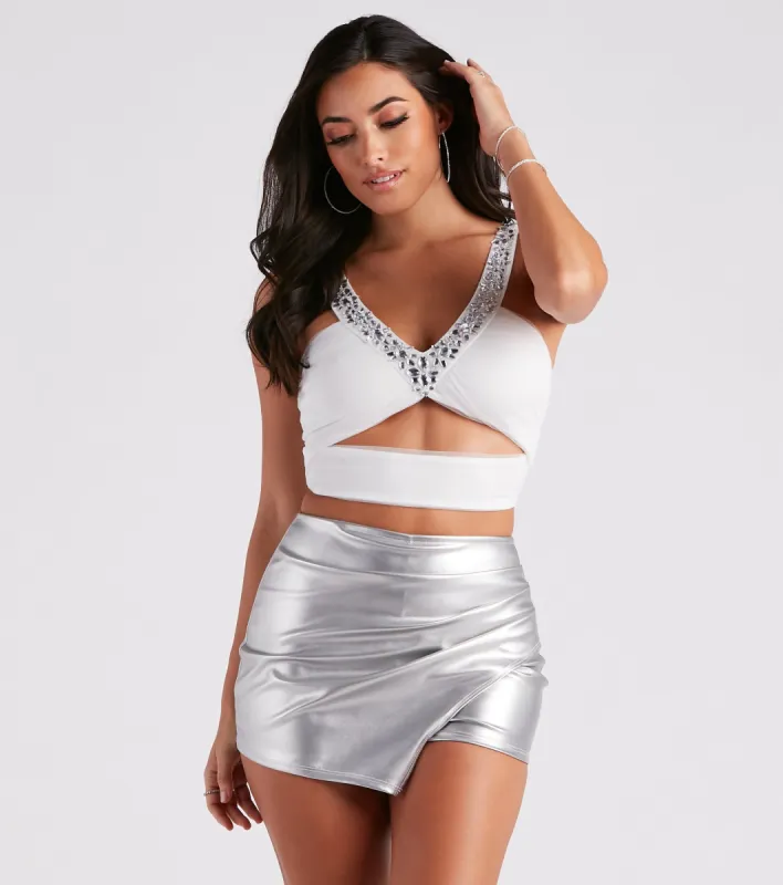 Bejeweled To Meet Ya Mesh Crop Top sold by Windsor