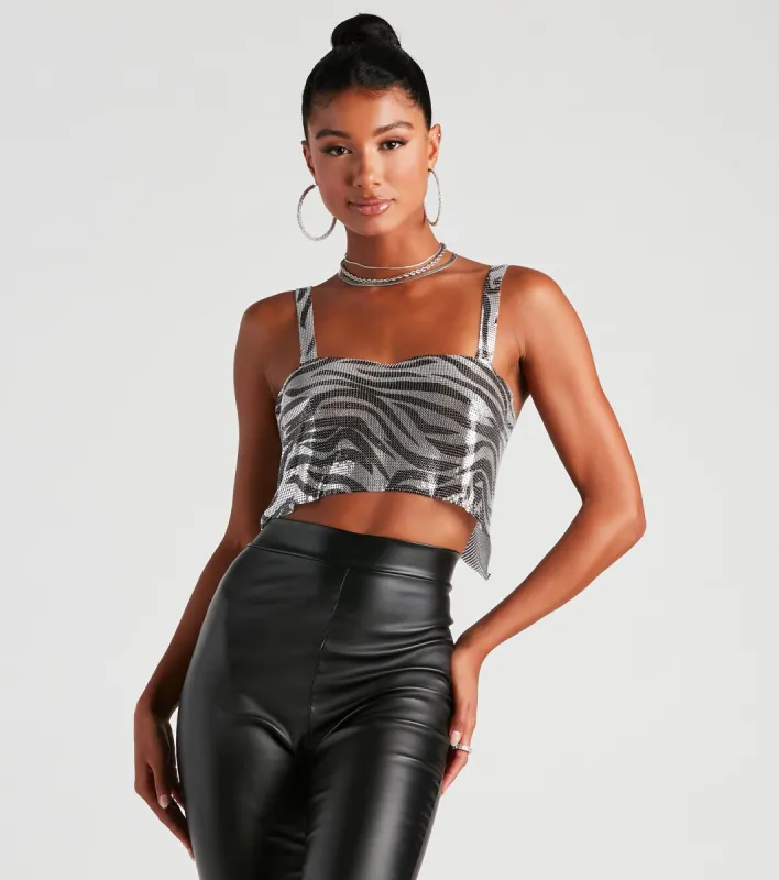 Wild Side Zebra Print Chainmail Top sold by Windsor