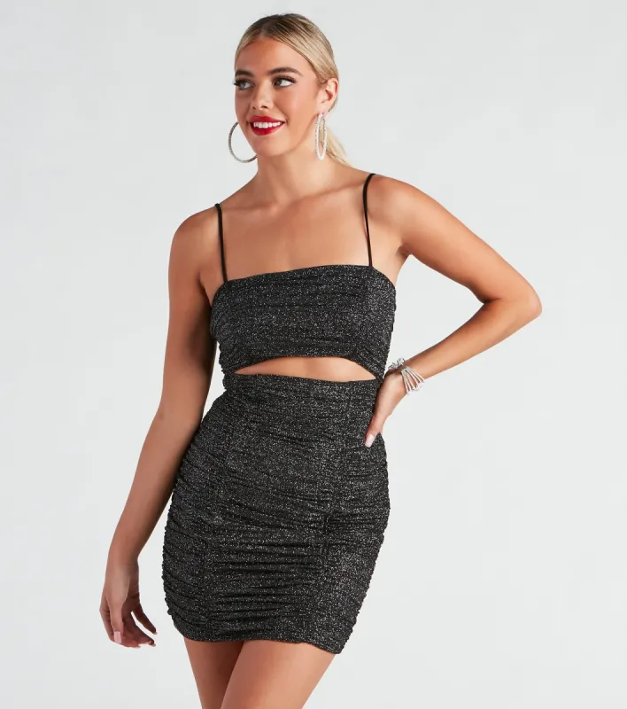 After Glow Glitter Mesh Mini Dress sold by Windsor