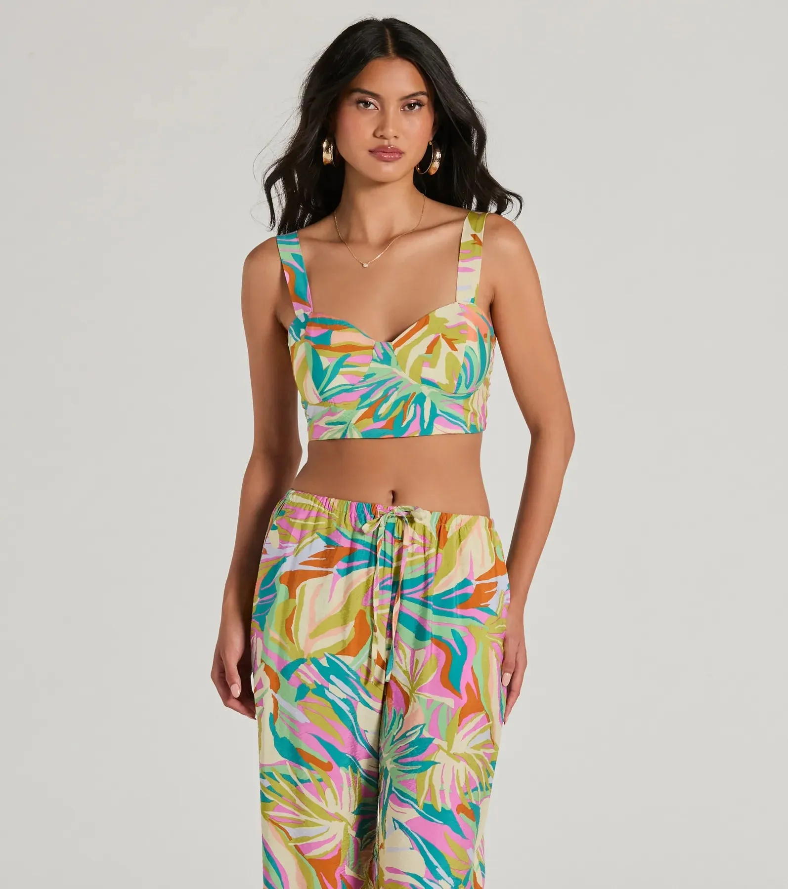 Getaway Retreat Sweetheart Tropical Crop Top sold by Windsor