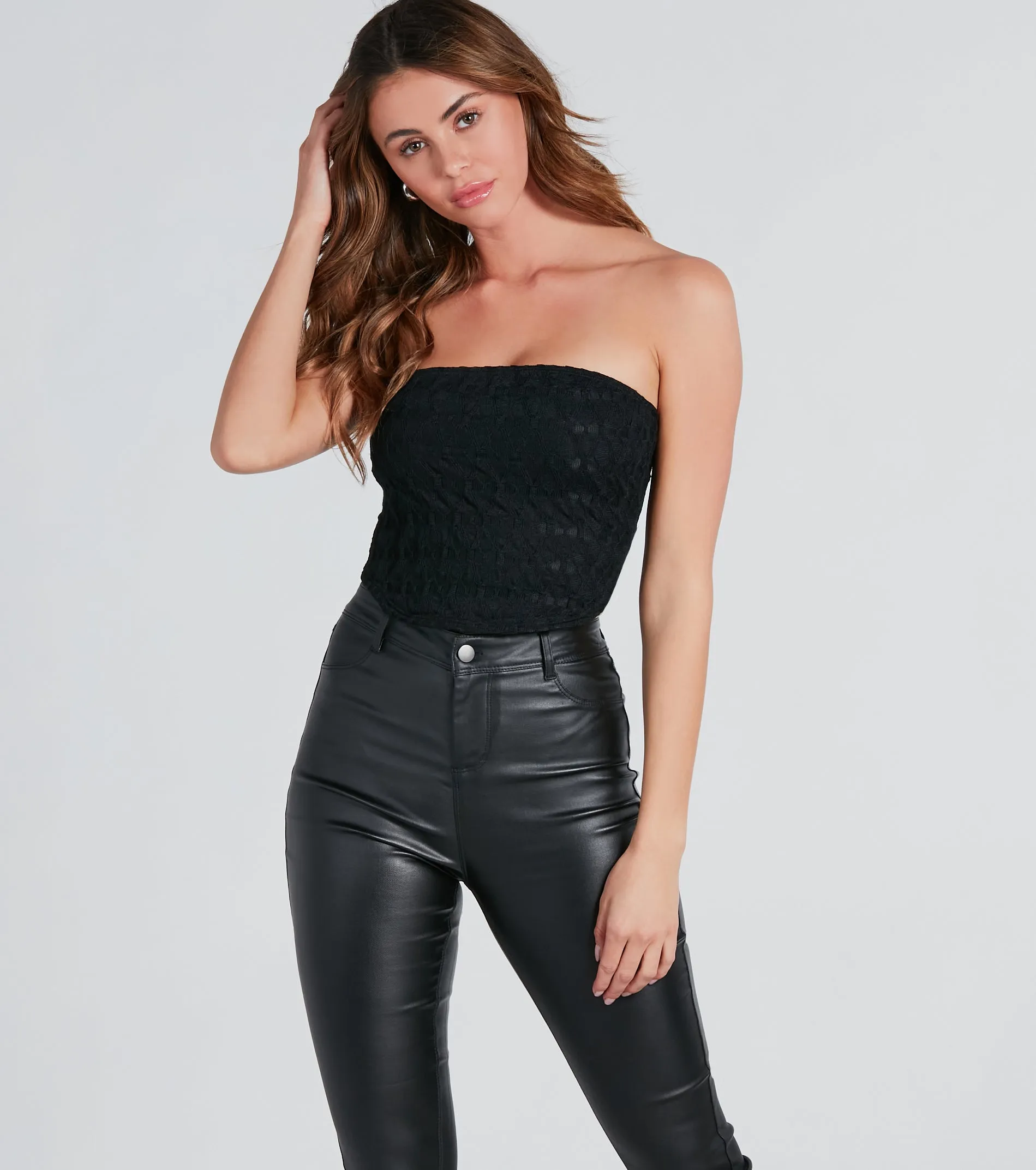 Total Vibe Sheer Lace Tube Top sold by Windsor