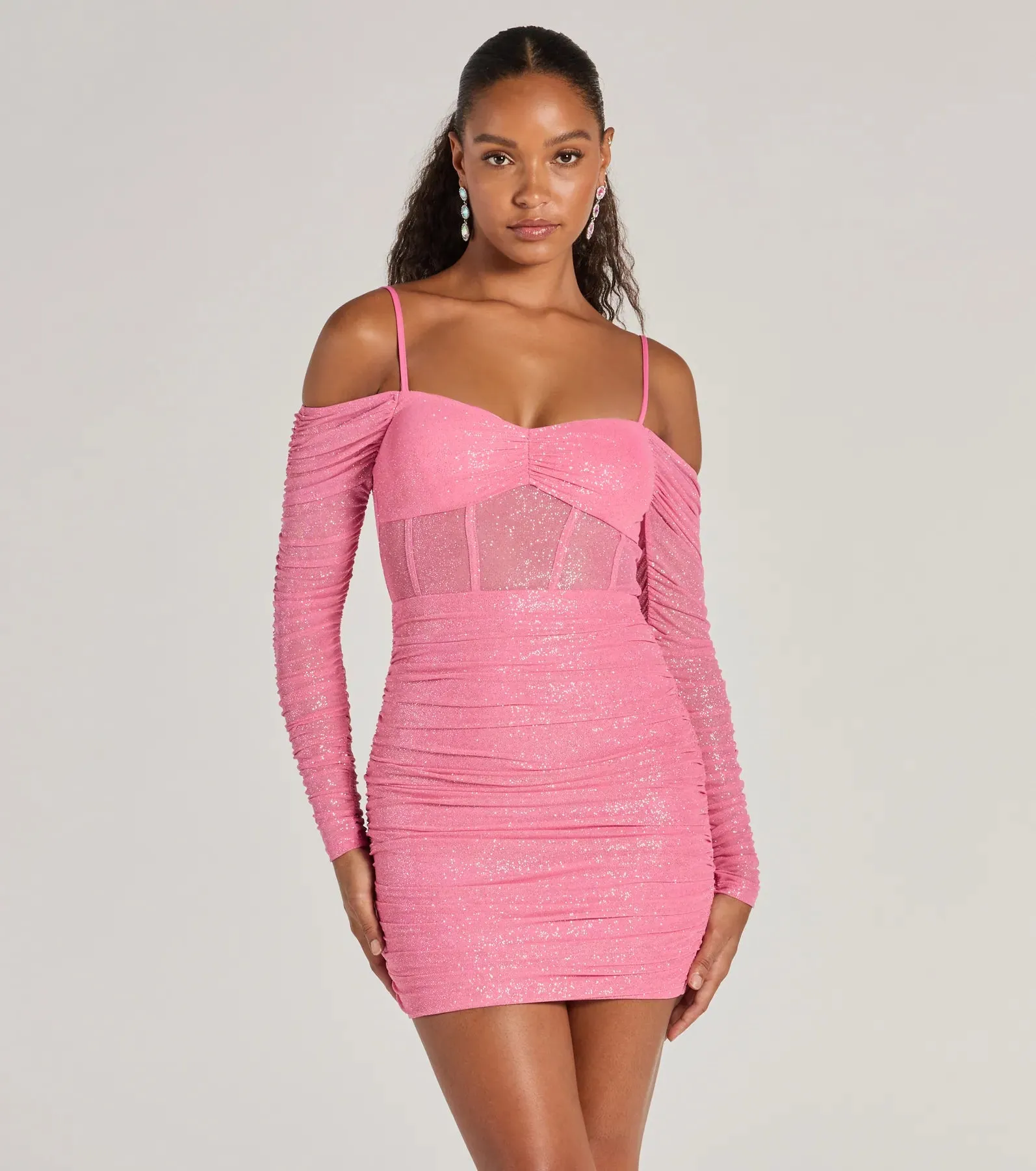 See Me Shining Glitter Off-The-Shoulder Mini Dress sold by Windsor product image thumbnail 5