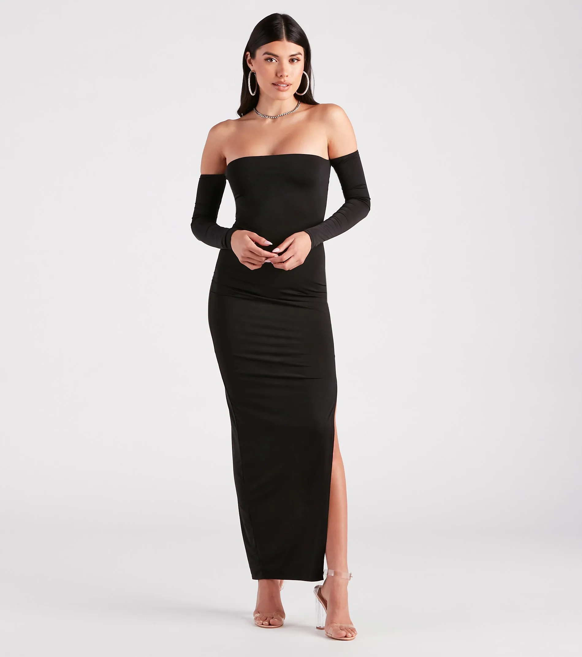 Sippin' On Sultry Off The Shoulder Maxi Dress sold by Windsor product image thumbnail 5