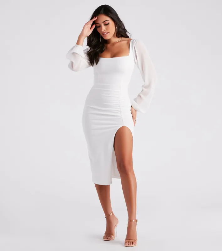PLACEHOLDER - Violeta Chiffon Sleeve Crepe Midi Dress sold by Windsor