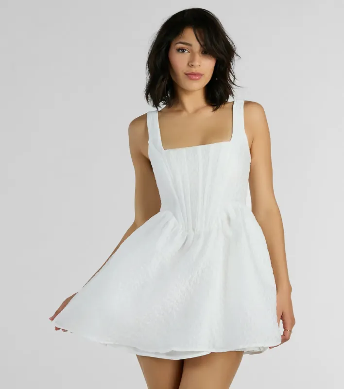 Cottage Core Cutie Square Neck Corset Skater Dress sold by Windsor