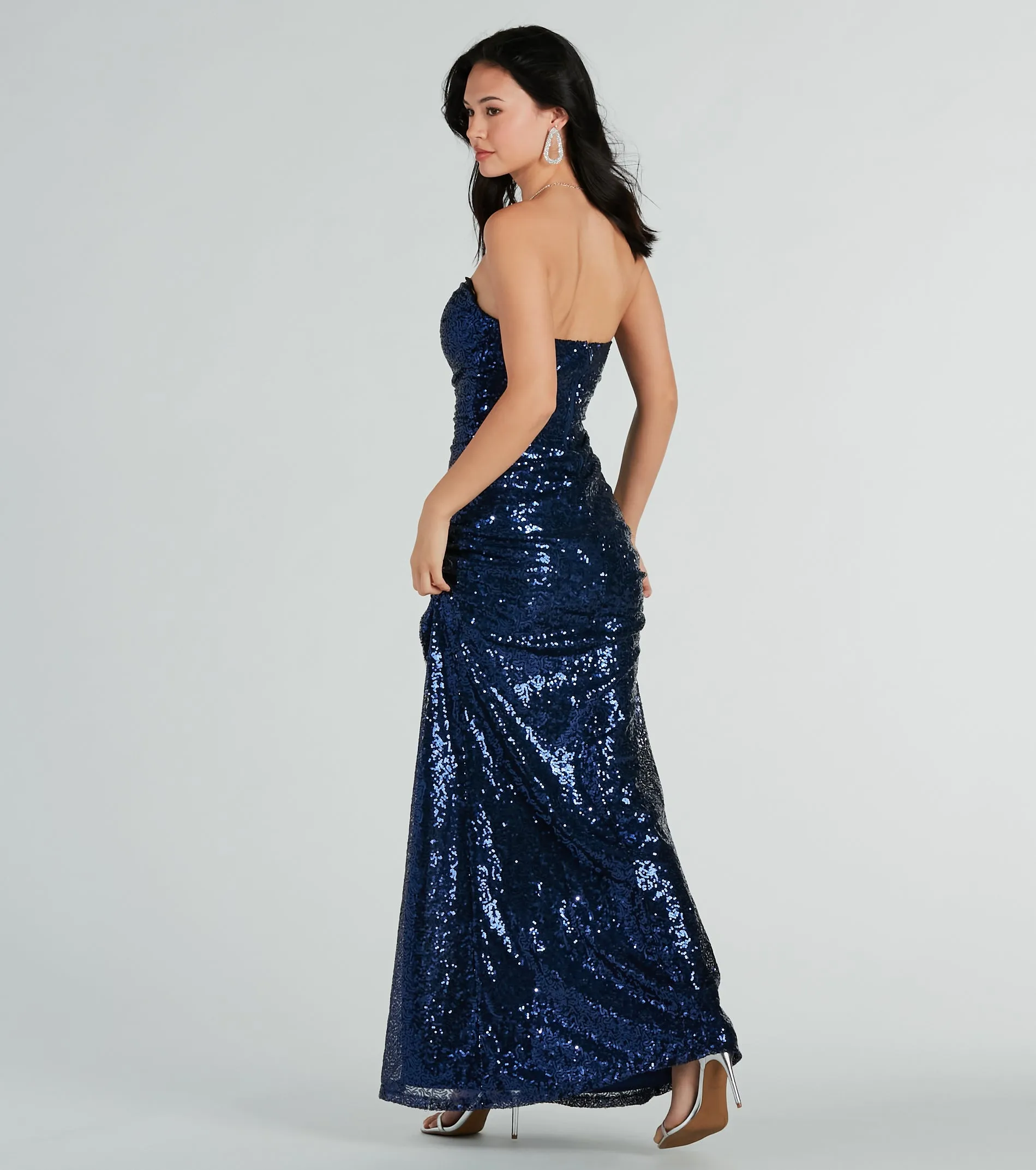 Colette Formal Sequin Strapless High Slit Mermaid Dress sold by Windsor product image thumbnail 2