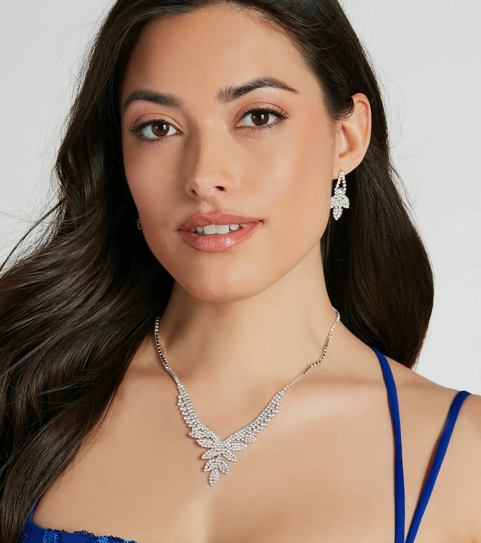 Elegant Sparkle Rhinestone Necklace And Earrings Set sold by Windsor