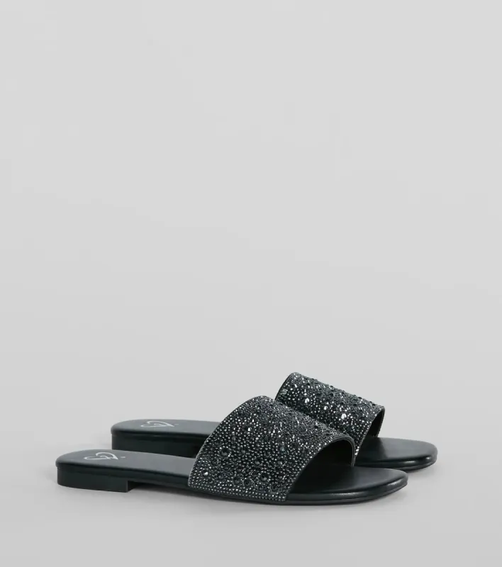 Slip Into Glam Rhinestone Strap Faux Leather Sandals sold by Windsor