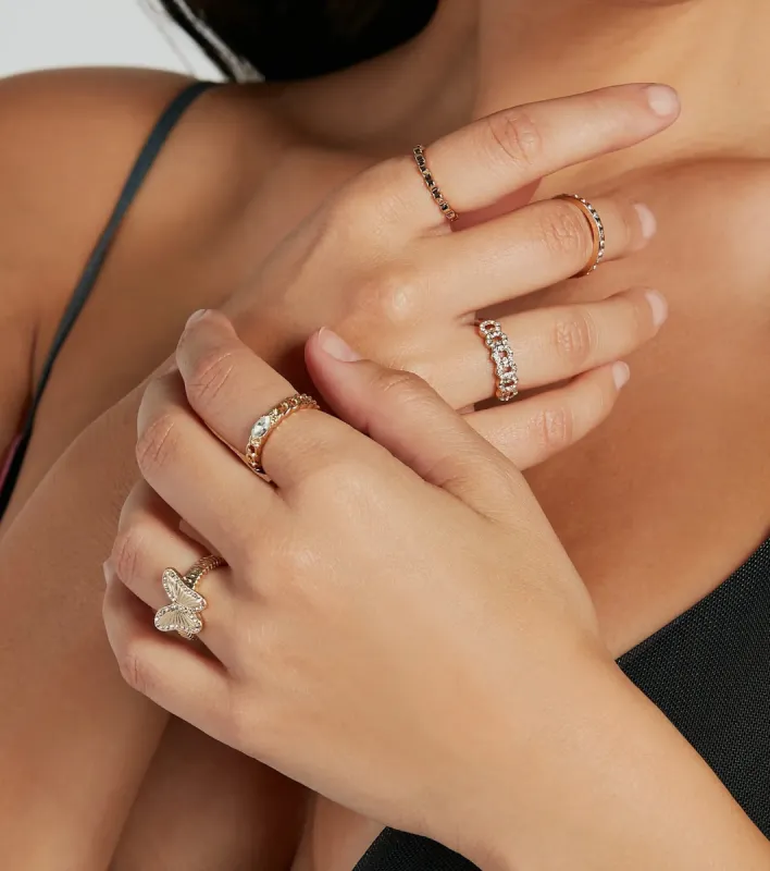 Cutest Glam Rhinestone Butterfly Ring Set sold by Windsor