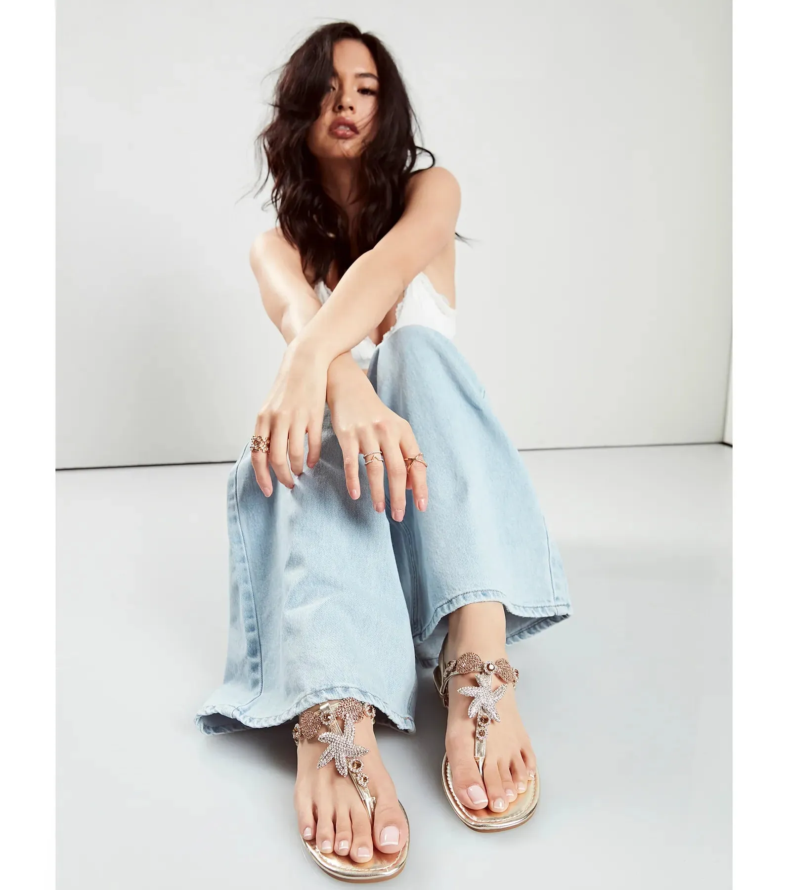 Sea Me Now Rhinestone Starfish Flat Sandals sold by Windsor product image thumbnail 5