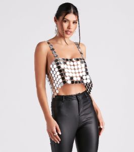 Daring Babe Chainmail Crop Top sold by Windsor