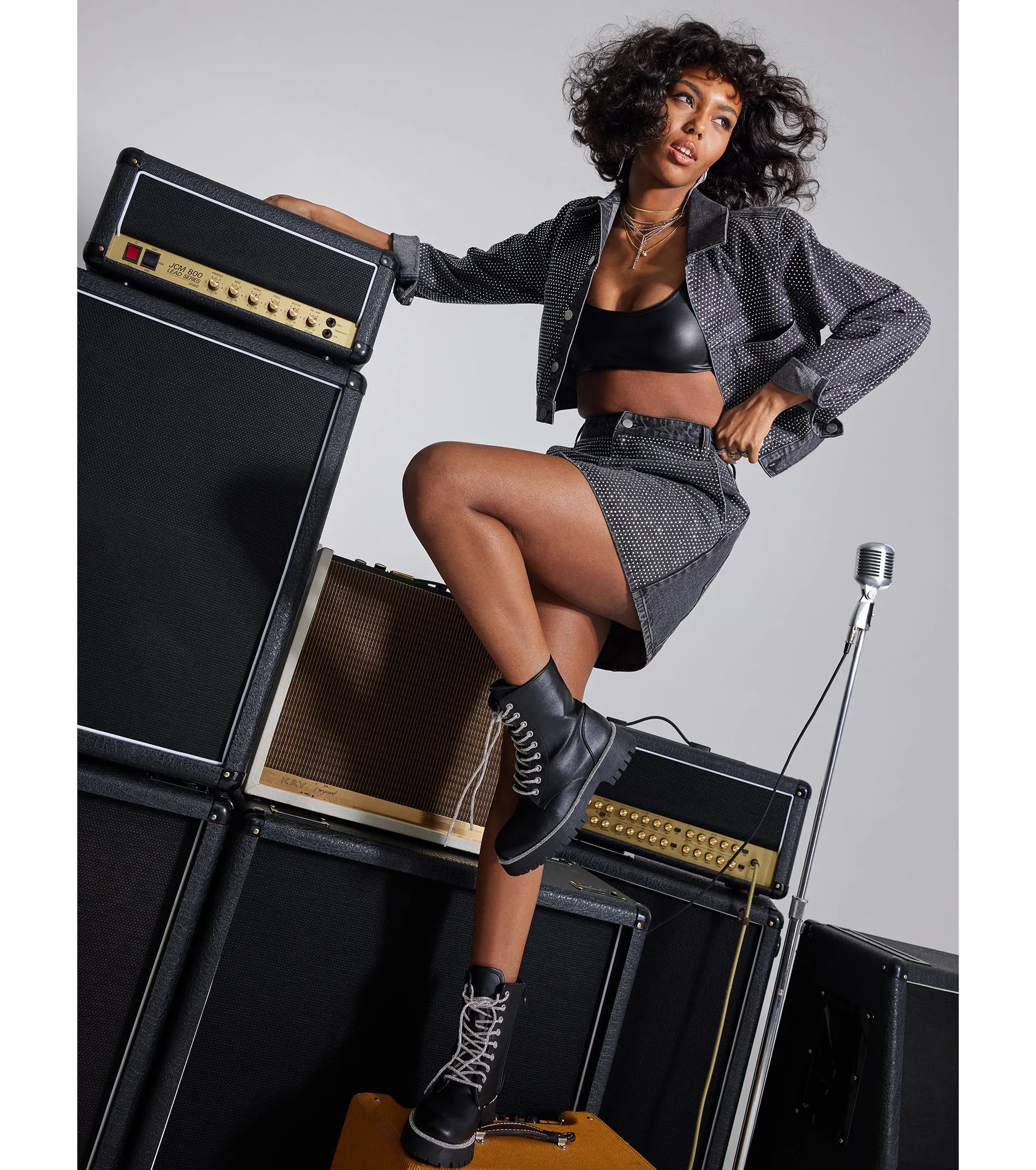 Edgy Era Rhinestone Denim Mini Skirt sold by Windsor product image thumbnail 5