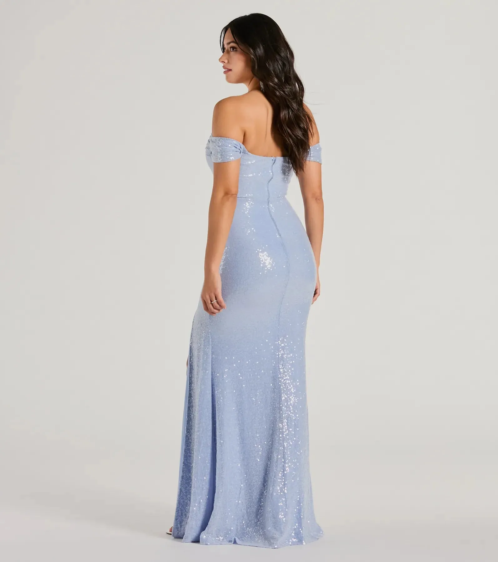 Kat Off-The-Shoulder Mermaid Sequin Formal Dress sold by Windsor product image thumbnail 2