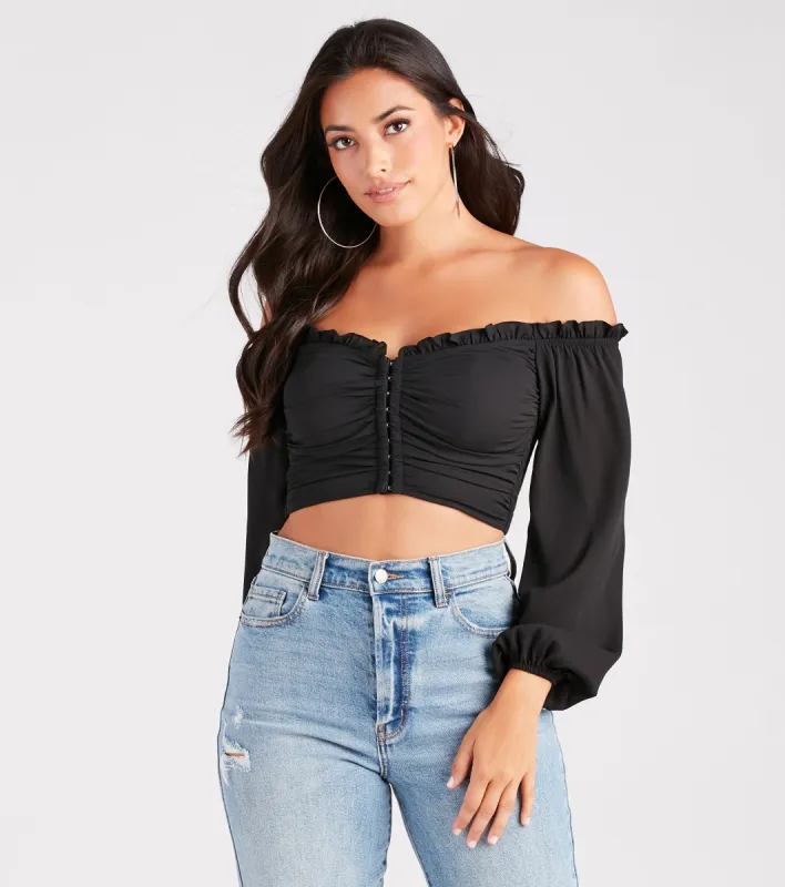 Flirty Attraction Chiffon Corset Crop Top sold by Windsor