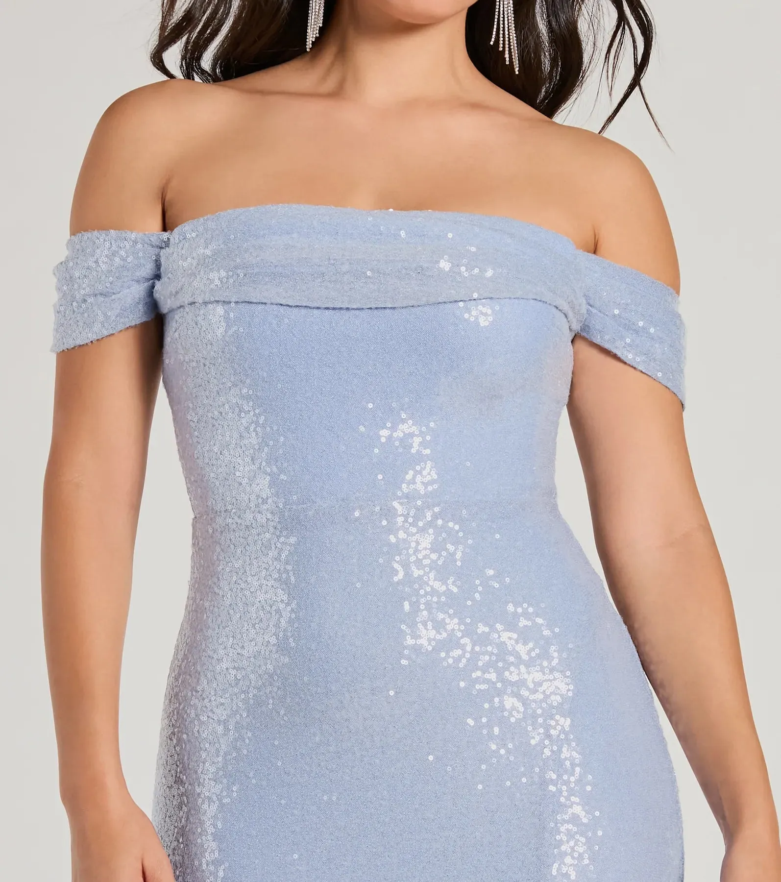 Kat Off-The-Shoulder Mermaid Sequin Formal Dress sold by Windsor product image thumbnail 3