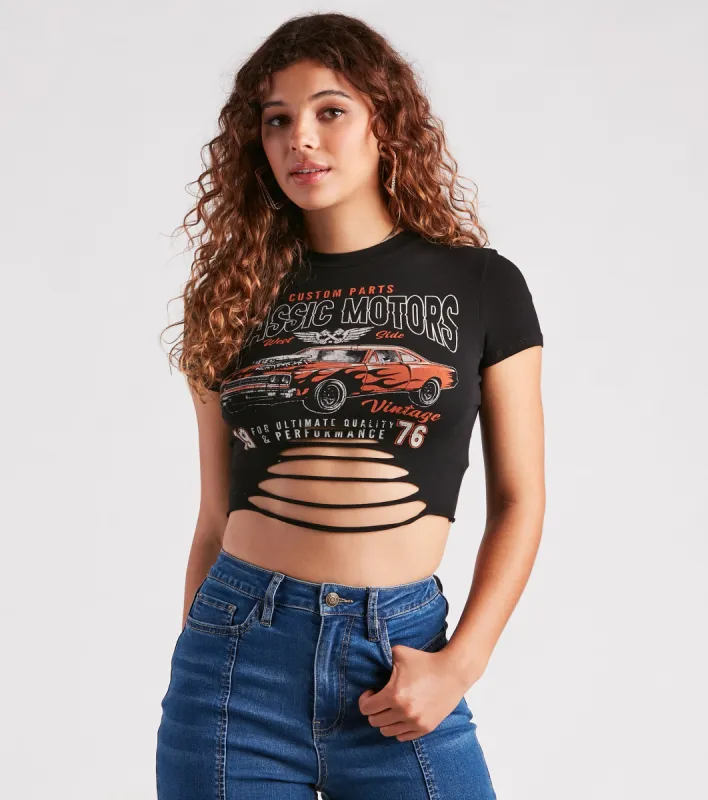 Start Your Engines Slash Graphic Crop Tee sold by Windsor