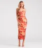 Artistic Muse Abstract Strapless Midi Dress sold by Windsor