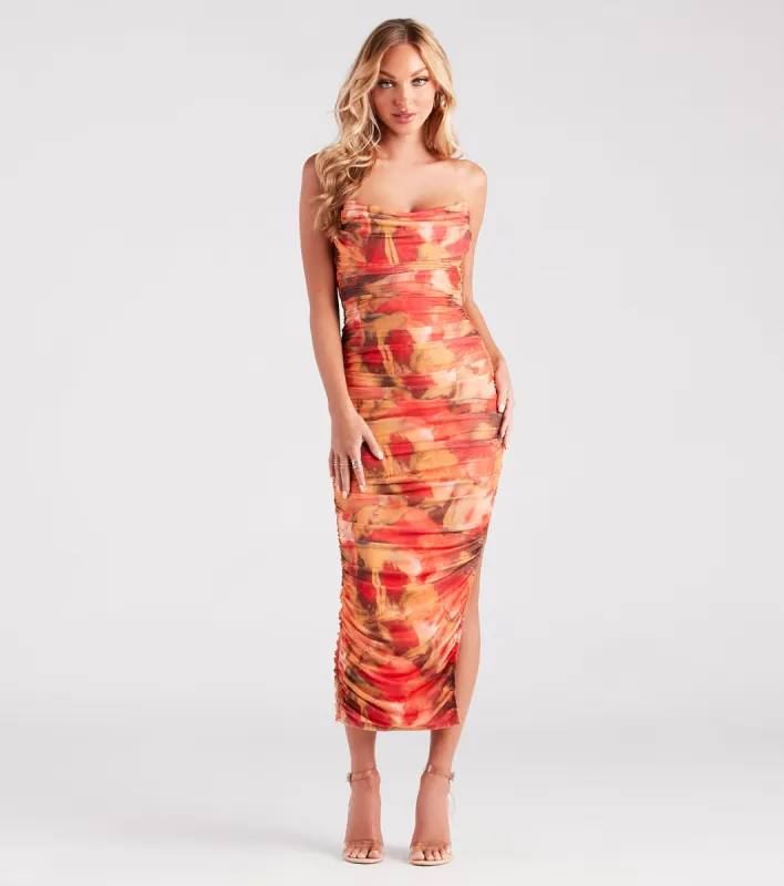 Artistic Muse Abstract Strapless Midi Dress sold by Windsor