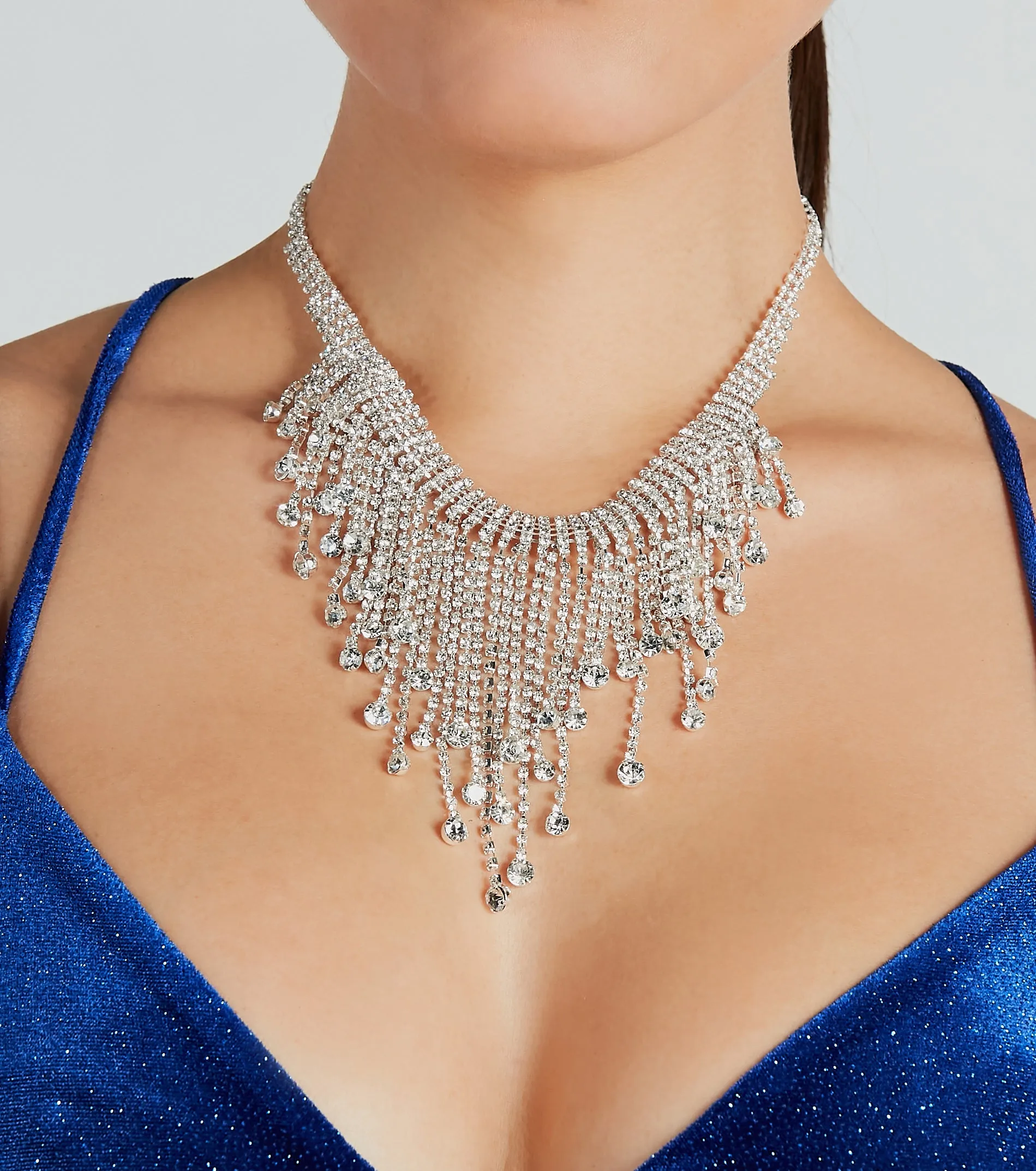 Exquisite Statement Rhinestone Fringe Necklace sold by Windsor product image thumbnail 2