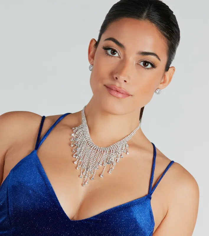 Exquisite Statement Rhinestone Fringe Necklace sold by Windsor