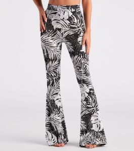 Resort Bound Tropical Print Flare Pants sold by Windsor