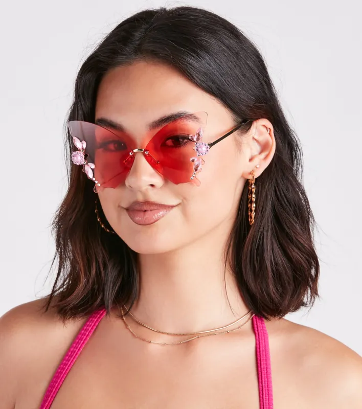 Butterfly Babe Rhinestone Statement Sunglasses sold by Windsor