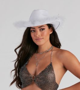 Western Chick Marabou Feather Cowboy Hat sold by Windsor
