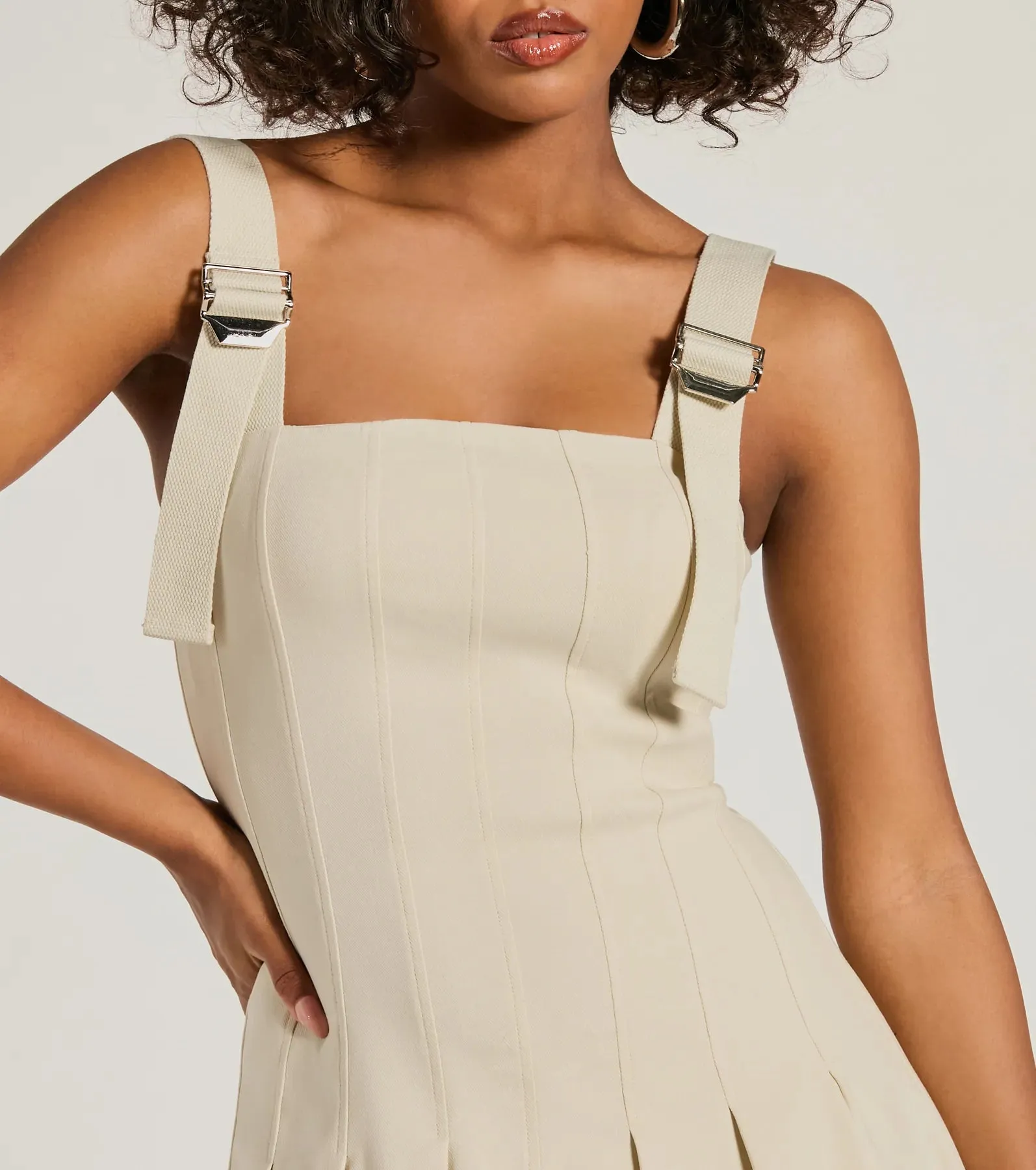 Babe With Taste Buckle Strap Pleated Mini Dress sold by Windsor product image thumbnail 4