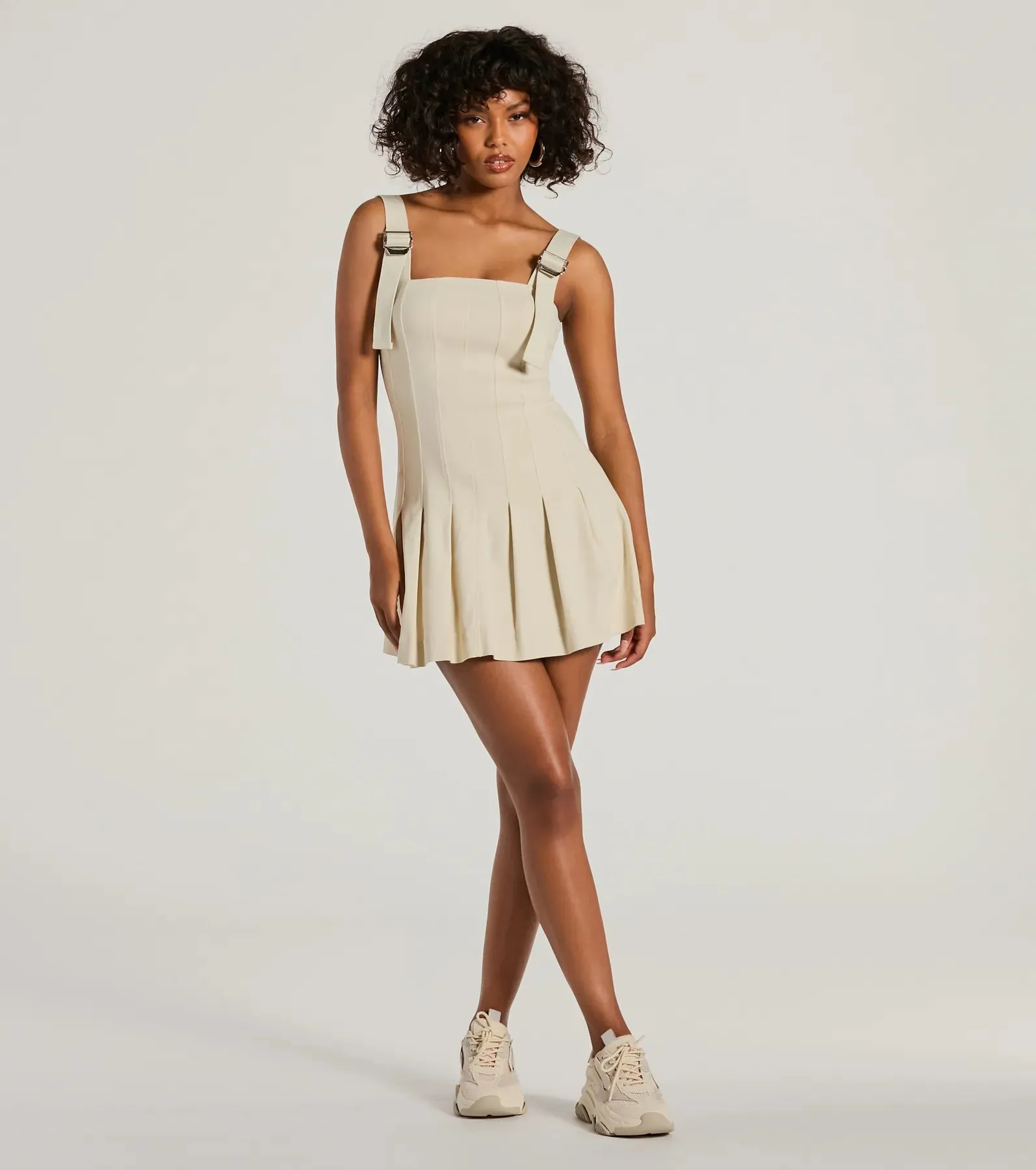 Babe With Taste Buckle Strap Pleated Mini Dress sold by Windsor product image thumbnail 3