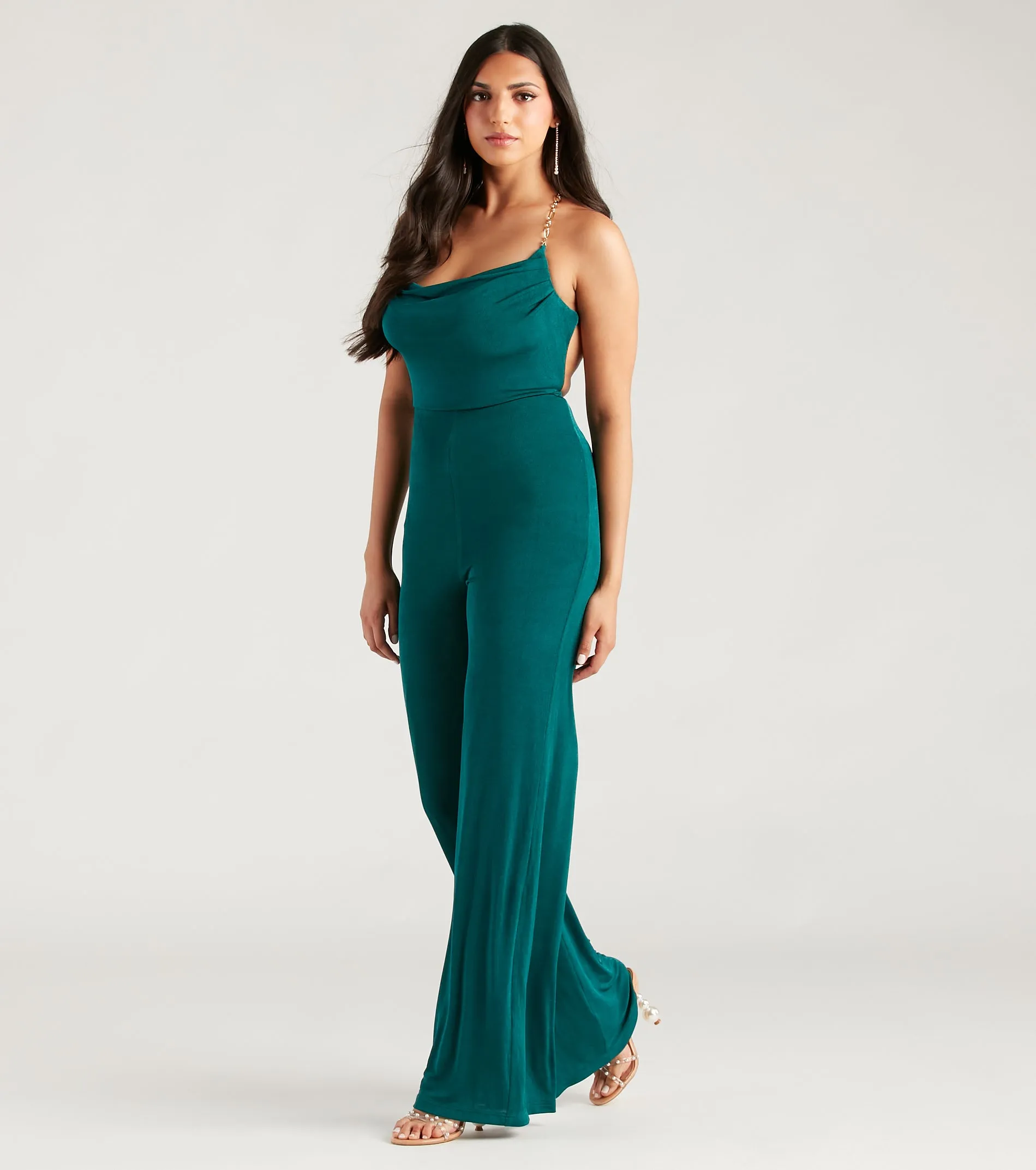 Edgy Perfection Chain Strap Cowl Neck Jumpsuit sold by Windsor product image thumbnail 3