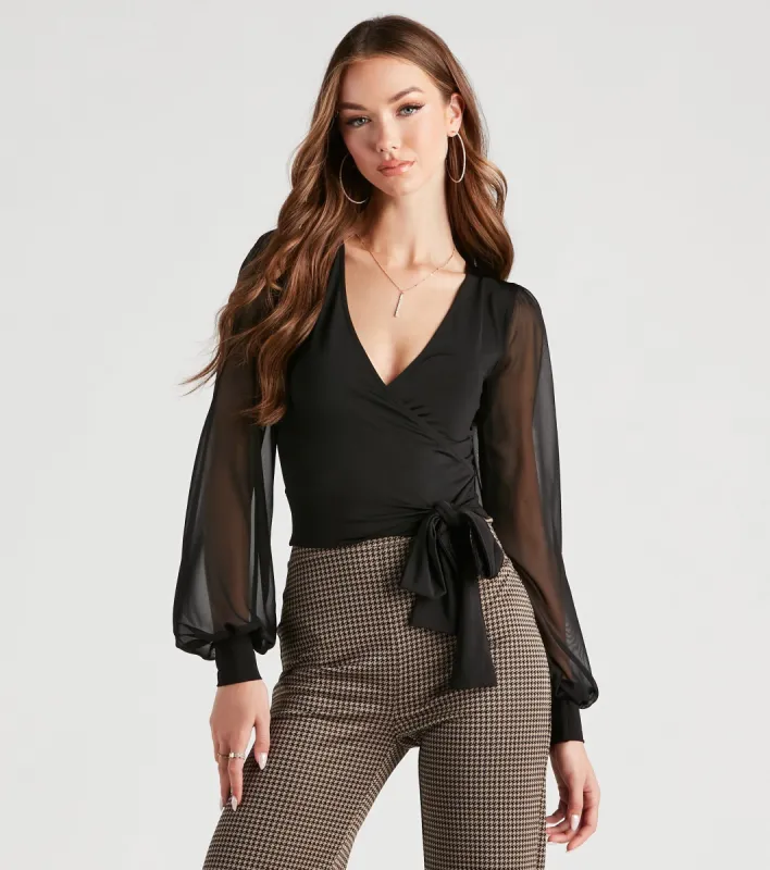 Time After Time Tie-Front Crop Top sold by Windsor