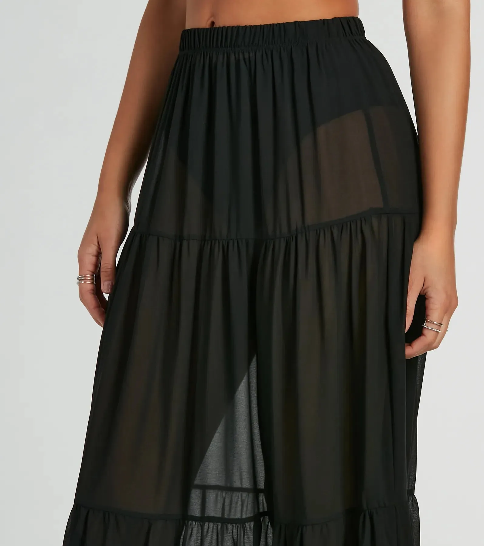 Sittin' Pretty Tiered Chiffon Maxi Skirt sold by Windsor product image thumbnail 4