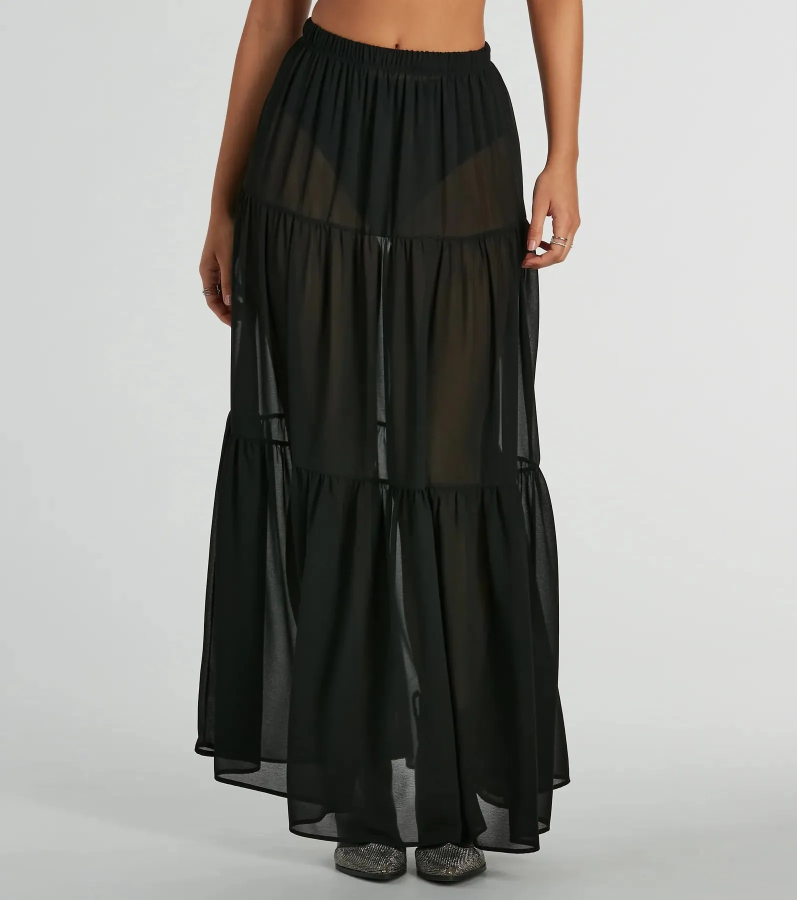 Sittin' Pretty Tiered Chiffon Maxi Skirt sold by Windsor product image thumbnail 2