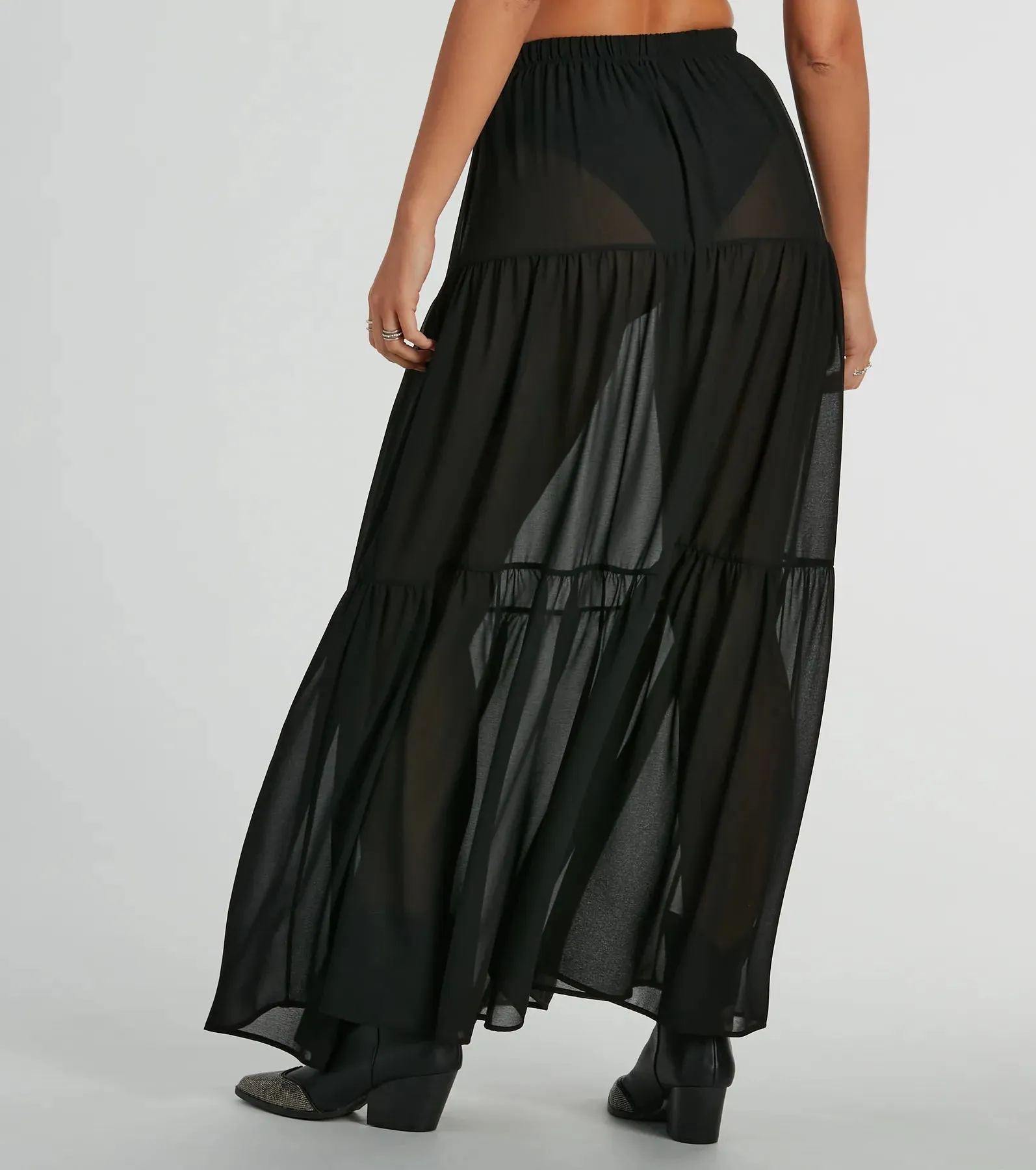 Sittin' Pretty Tiered Chiffon Maxi Skirt sold by Windsor product image thumbnail 3
