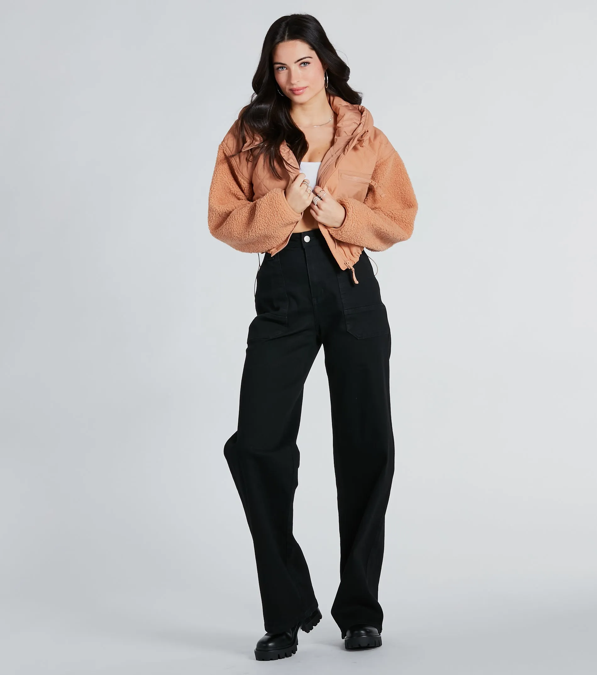 Fight The Frost Faux Sherpa Sleeve Puffer Jacket sold by Windsor product image thumbnail 4