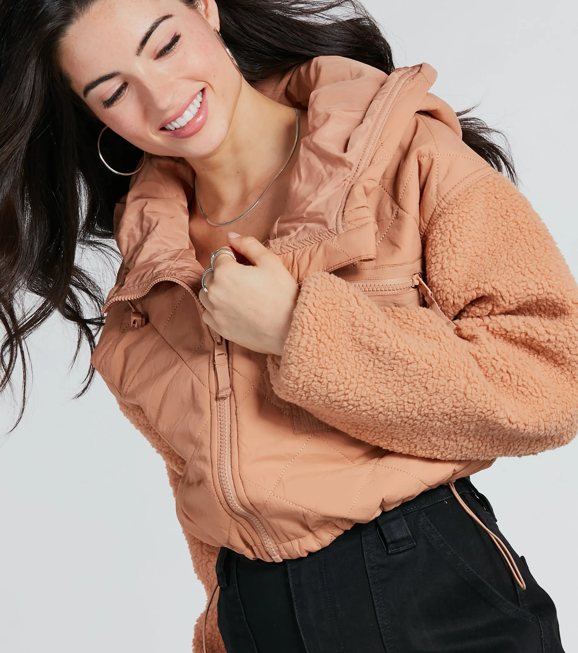 Fight The Frost Faux Sherpa Sleeve Puffer Jacket sold by Windsor product image thumbnail 3